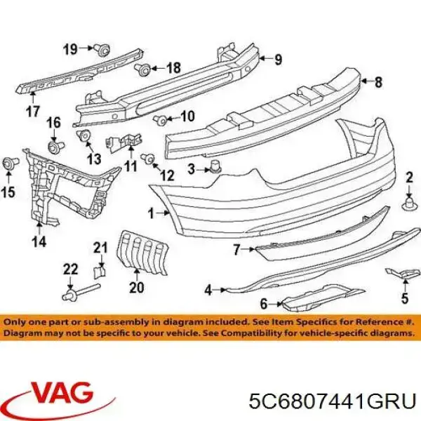 5C6807441GRU VAG zaślepka zderzaka haka holowniczego tylna