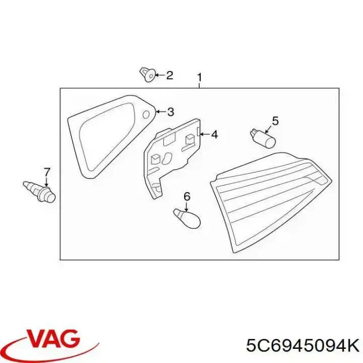 5C6945094K VAG Lampa zespolona tylna prawa wewnętrzna