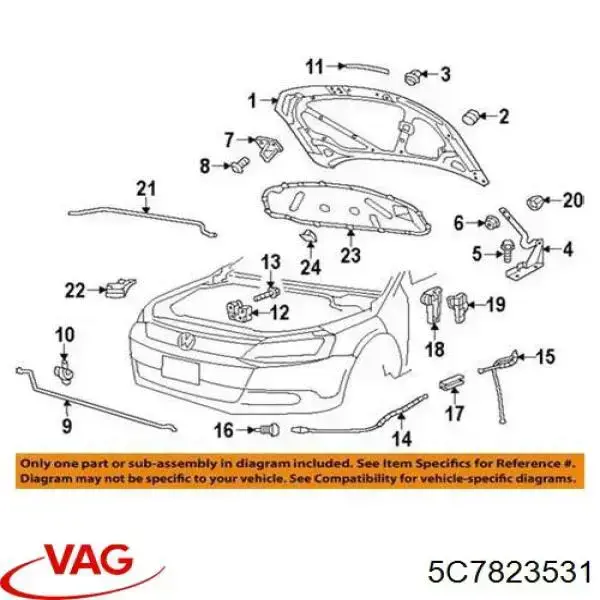 Linka otwierania maski Volkswagen Jetta 4 (162, 163, AV3, AV2)