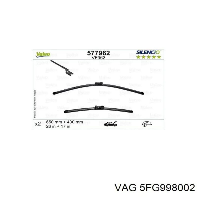 Pióro wycieraczki szyby przedniej kierowcy VAG 5FG998002 cena, od 54,97 USD