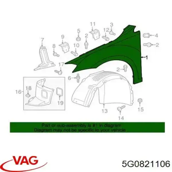 5G0821106 VAG Błotnik przedni prawy