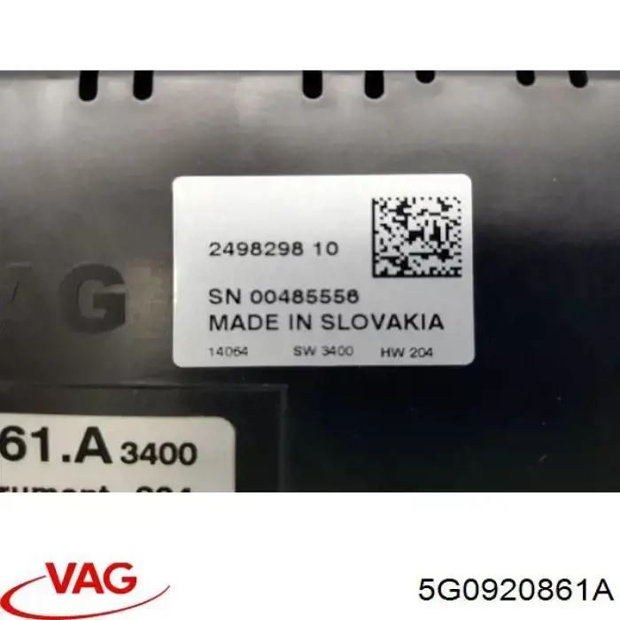 Do koszyka 5G0920861A VAG Deska rozdzielcza