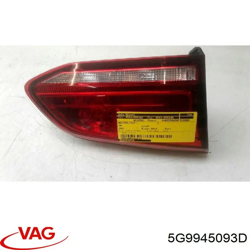 Do koszyka 45222 VALEO Lampa zespolona tylna lewa wewnętrzna