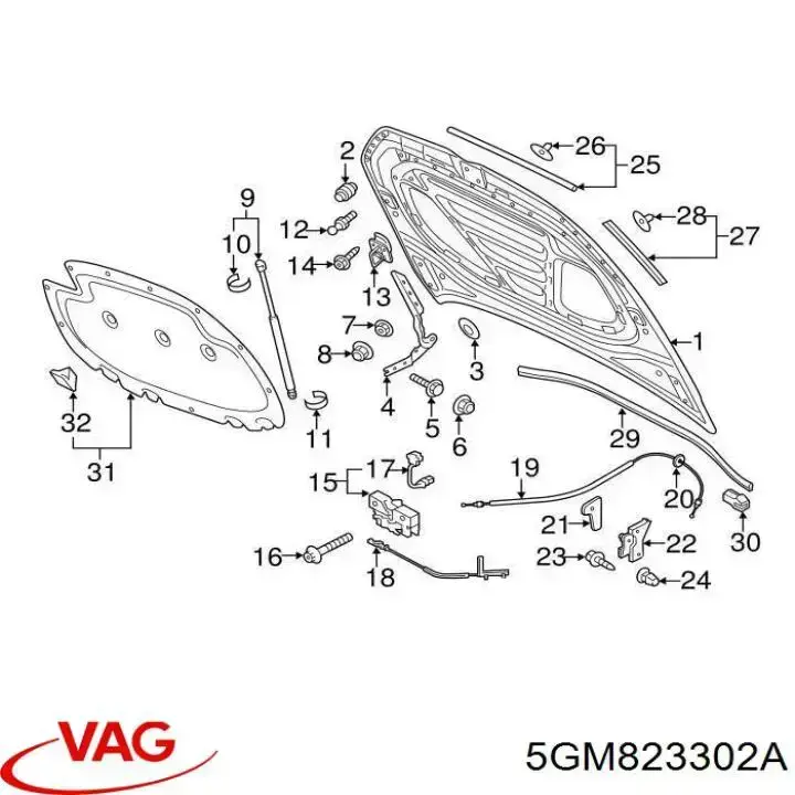Zawias maski prawy VAG 5GM823302A cena, od 60,87 USD