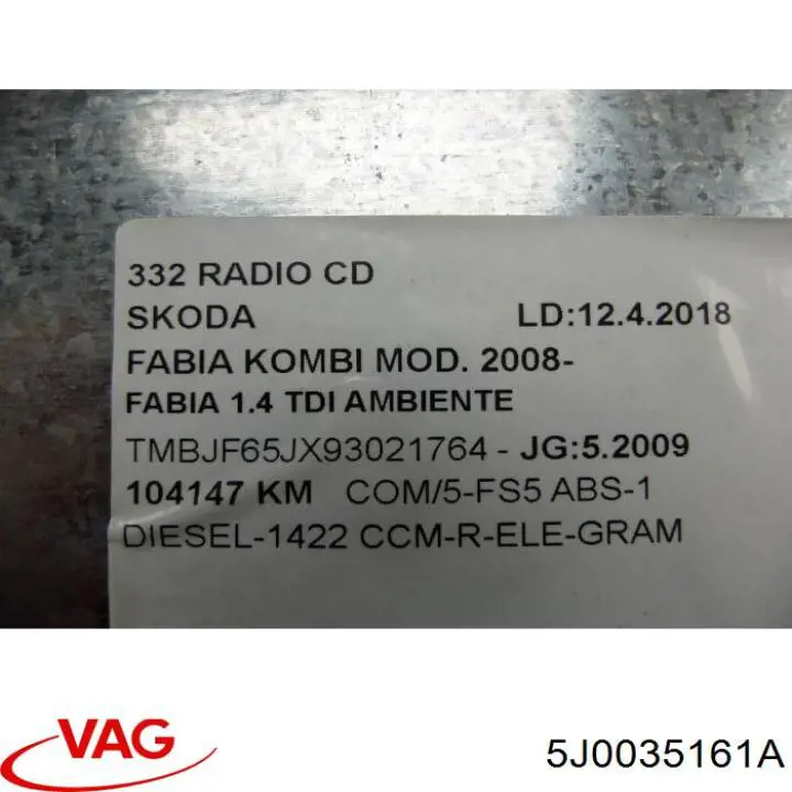 Radioodtwarzacz (radio AM/FM) Skoda Roomster minivan (5J7) (2006 - 2015) cena, od 82,64 USD