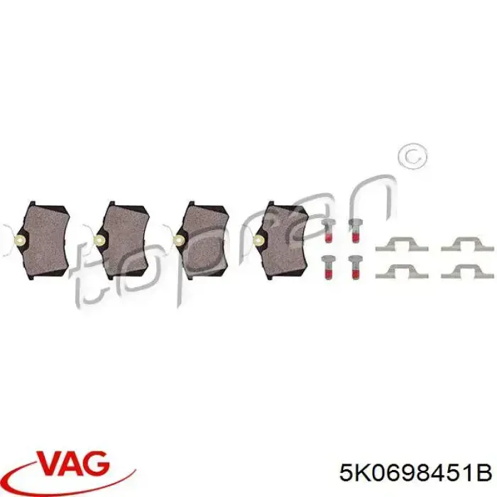 Okładziny (klocki) do hamulców tarczowych tylne VAG 5K0698451B cena, od 8,82 USD
