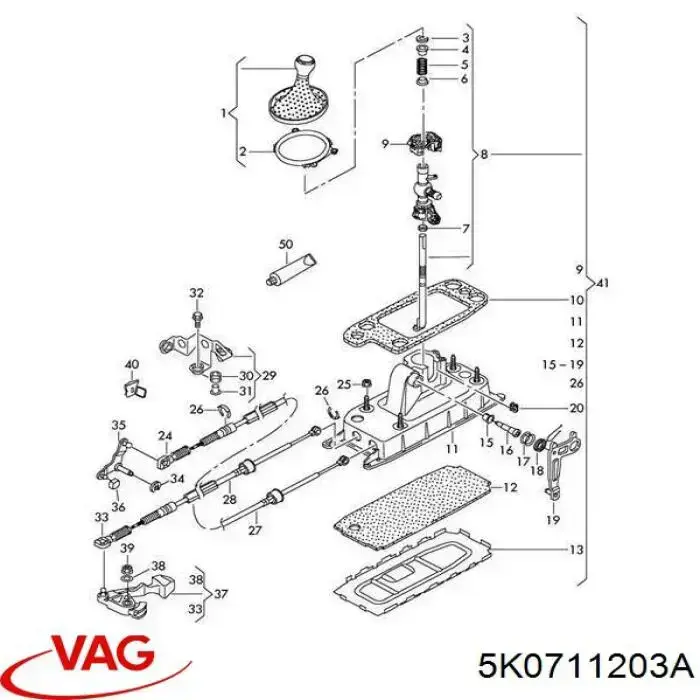 Dźwignia zmiany biegów VAG 1K0711202B cena, od 18,56 USD
