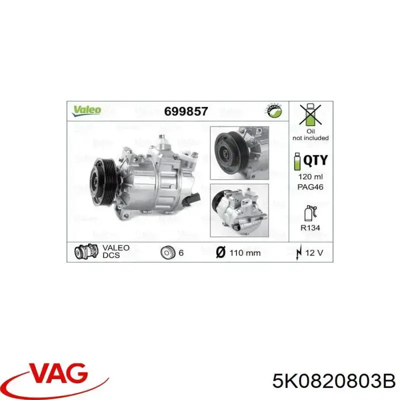 5K0820803B VAG Sprężarka klimatyzacji