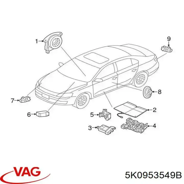 5K0953549B VAG Pierścień kontaktowy AIRBAG, taśma kierownicy