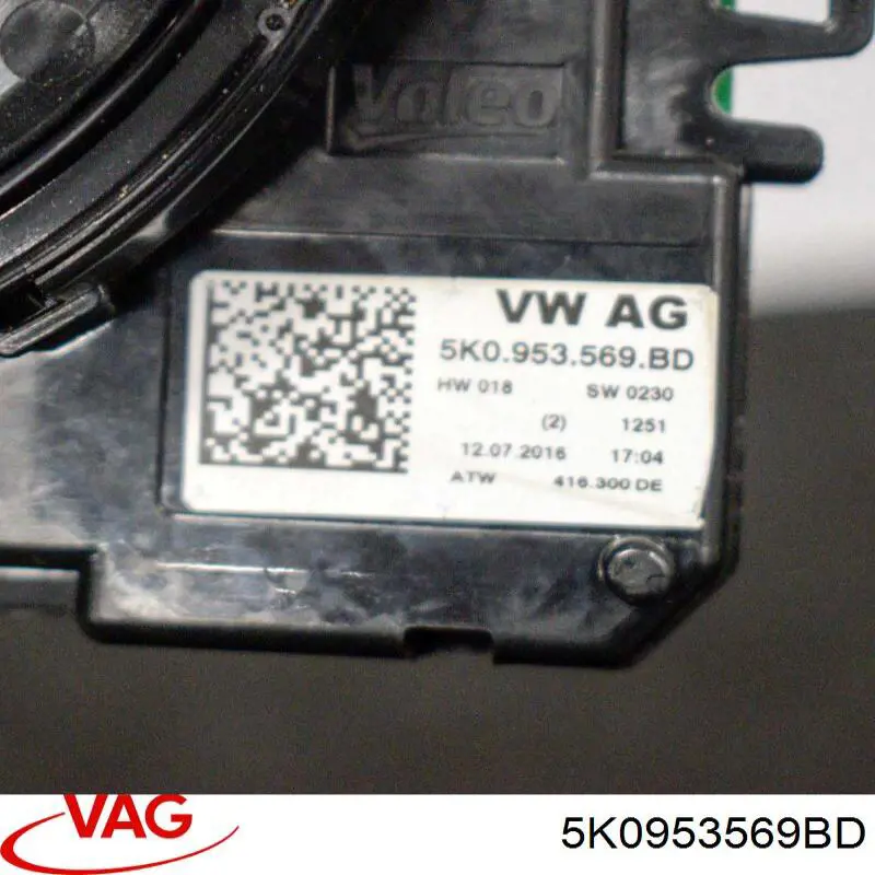 5K0953569BD VAG Pierścień kontaktowy AIRBAG, taśma kierownicy