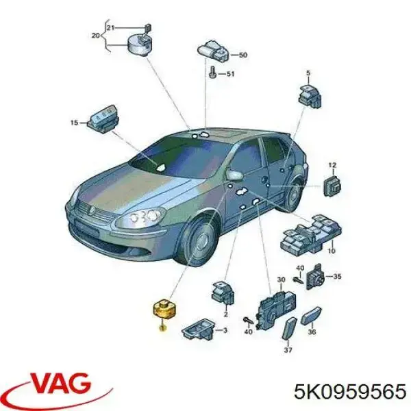 Do koszyka 5K0959565 VAG Sterownik lusterek bocznych, na drzwi