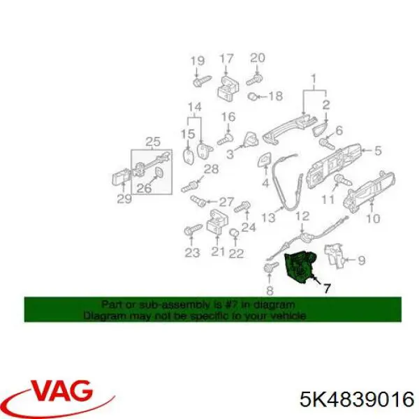 Zamek drzwi tylnych prawych VAG 5K4839016 cena, od 48,06 USD