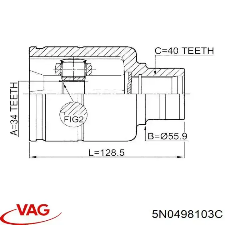 5N0498103C VAG Przegub homokinetyczny wewnętrzny trójramienny
