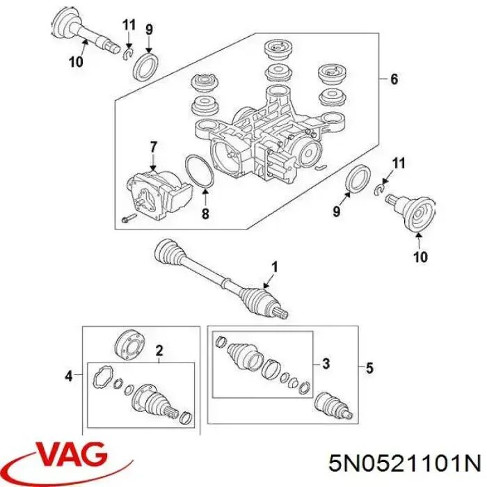 5N0521101N VAG Wał Cardana tylny, kompletny