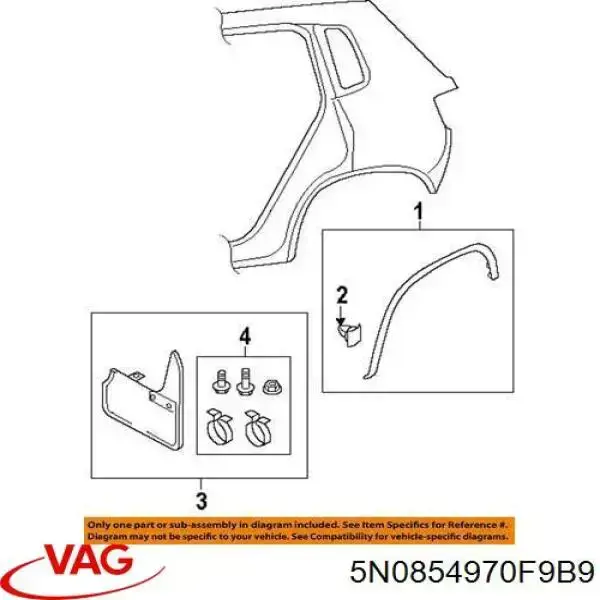 5N0854970F9B9 VAG Poszerzenie (nakładka) reperaturki błotnika przedniego prawy