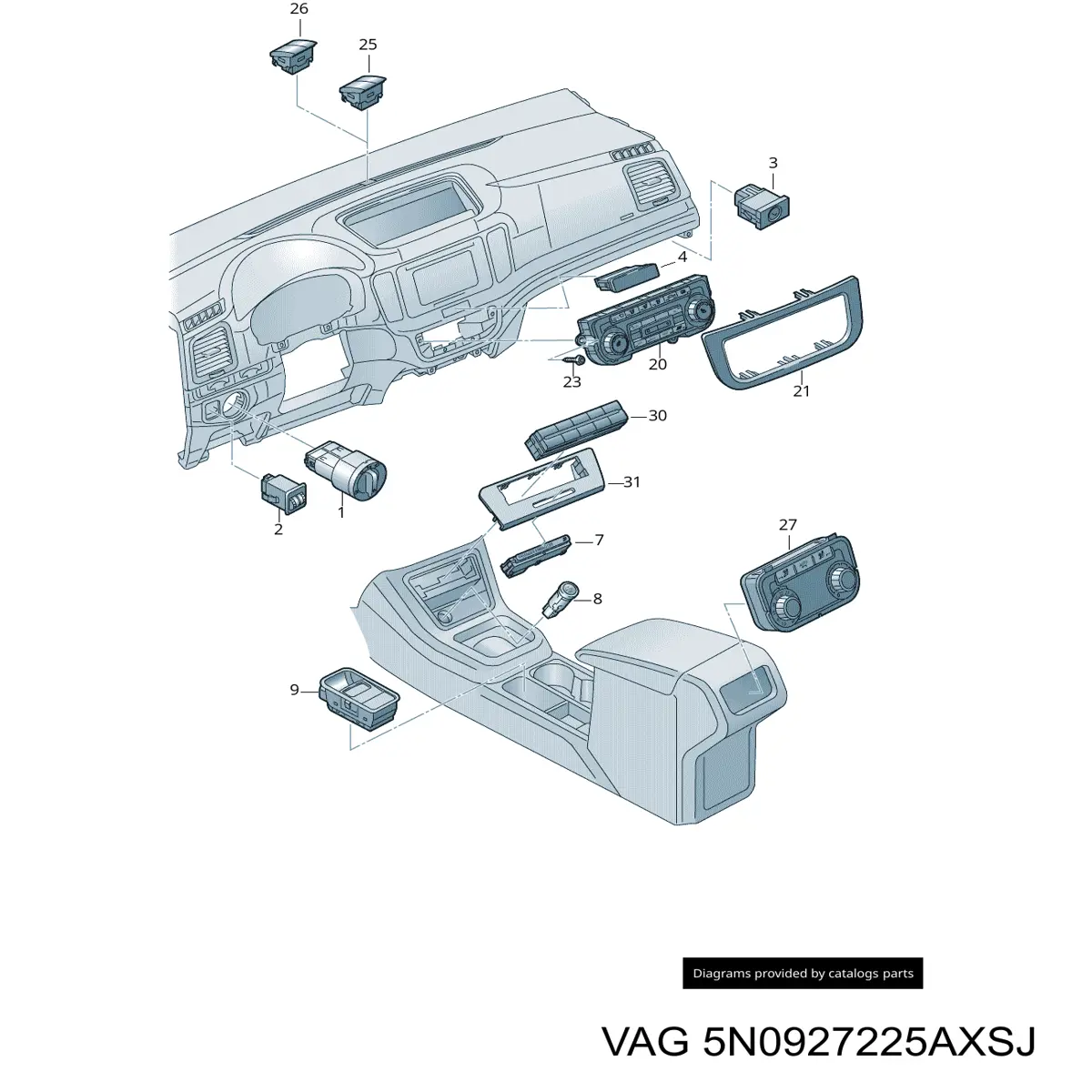 Przycisk elektromechanicznego hamulca postojowego (ręcznego) VAG 5N0927225AXSJ cena, od 49,45 USD