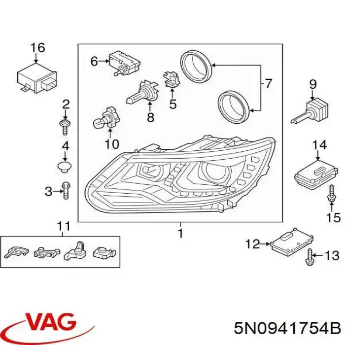 5N0941754B VAG Reflektor prawy