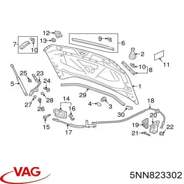 5NN823302 VAG Zawias maski prawy