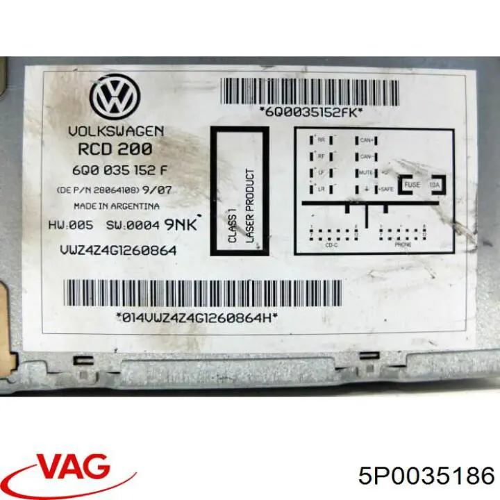 Radioodtwarzacz (radio AM/FM) Volkswagen Golf VI