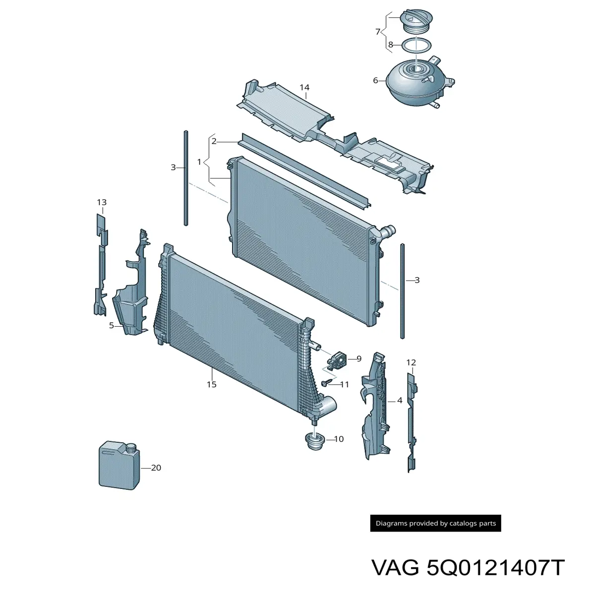 Zbiorniczek wyrównawczy układu chłodzenia 5Q0121407T VAG