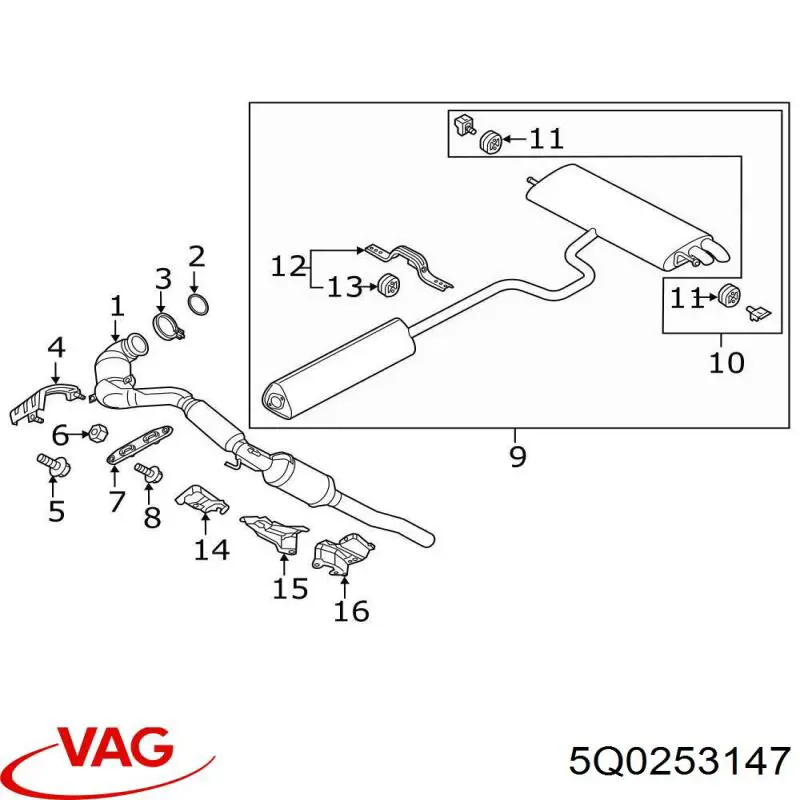 5Q0253147 VAG Poduszka mocowania tłumika