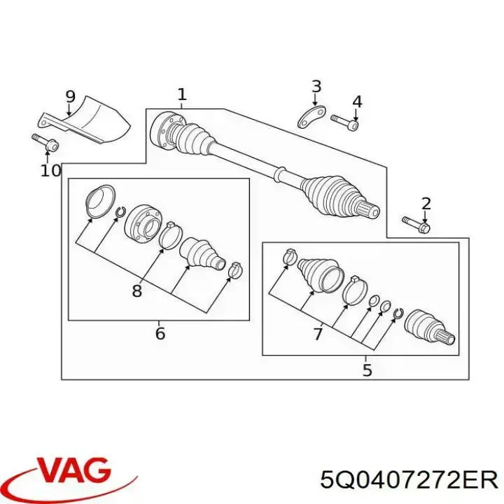 5Q0407272ER VAG półoś napędowa przednia prawa