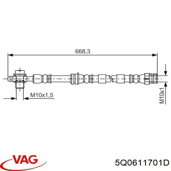 5Q0611701D VAG przewód hamulcowy przedni