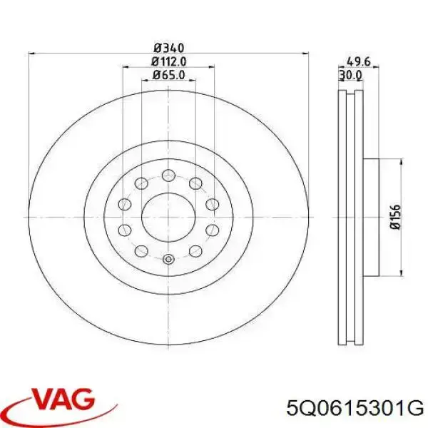 5Q0615301G VAG tarcza hamulcowa przednia