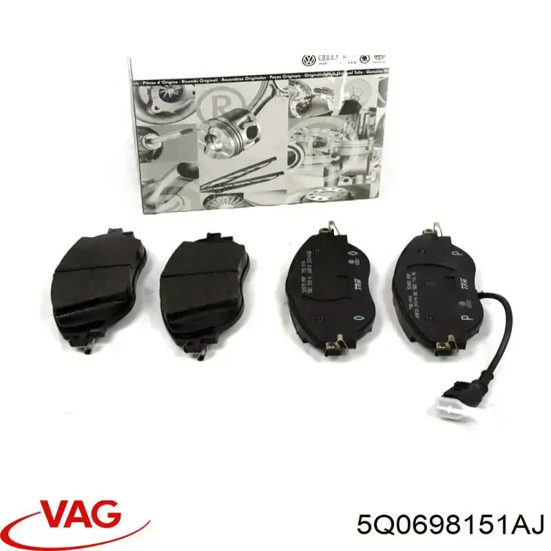 5Q0698151AJ VAG Klocki hamulcowe przednie tarczowe