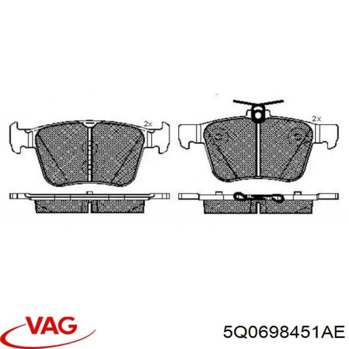 Okładziny (klocki) do hamulców tarczowych tylne VAG 5Q0698451AE cena, od 45,91 USD