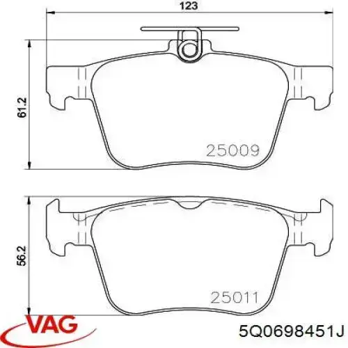 Okładziny (klocki) do hamulców tarczowych tylne VAG 5Q0698451J cena, od 45,91 USD