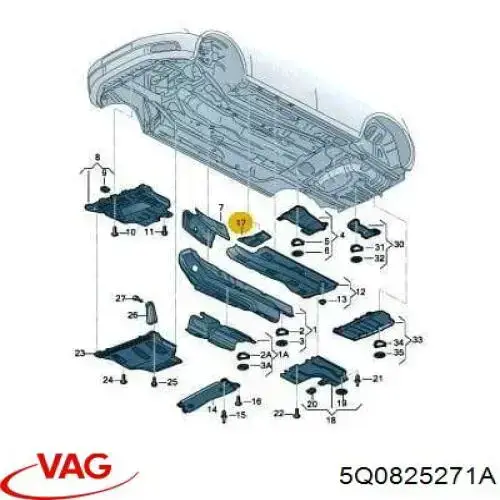 Osłona podłogi przednia lewa VAG 5Q0825271A cena, od 10,17 USD
