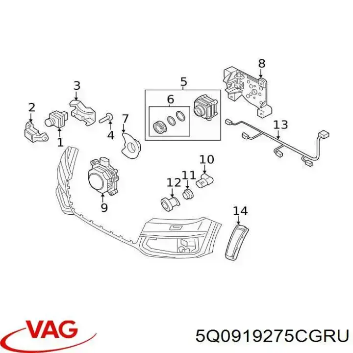 Czujnik parkowania przedni VAG 5Q0919275CGRU cena, od 43,04 USD