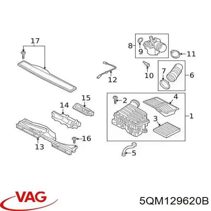 Filtr powietrza VAG 5QM129620B cena, od 10,97 USD