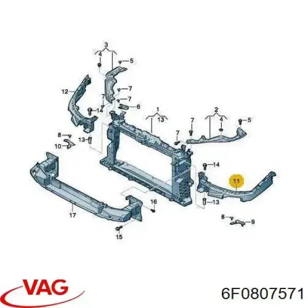 6F0807571 VAG Wsponik (adapter) mocowania reflektora przedniego lewego