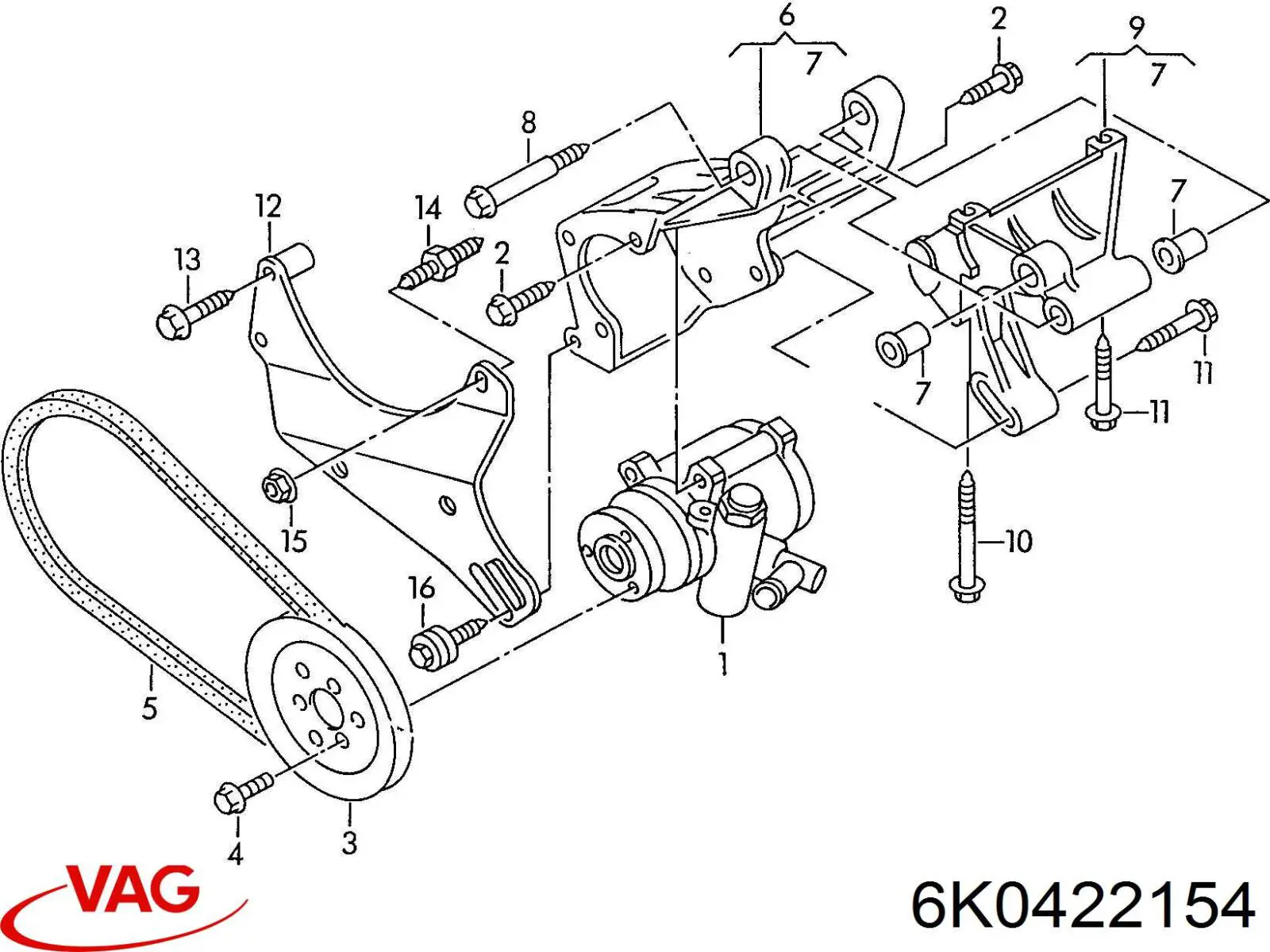 Pompa wspomagania hydraulicznego kierownicy VAG 6K0422154