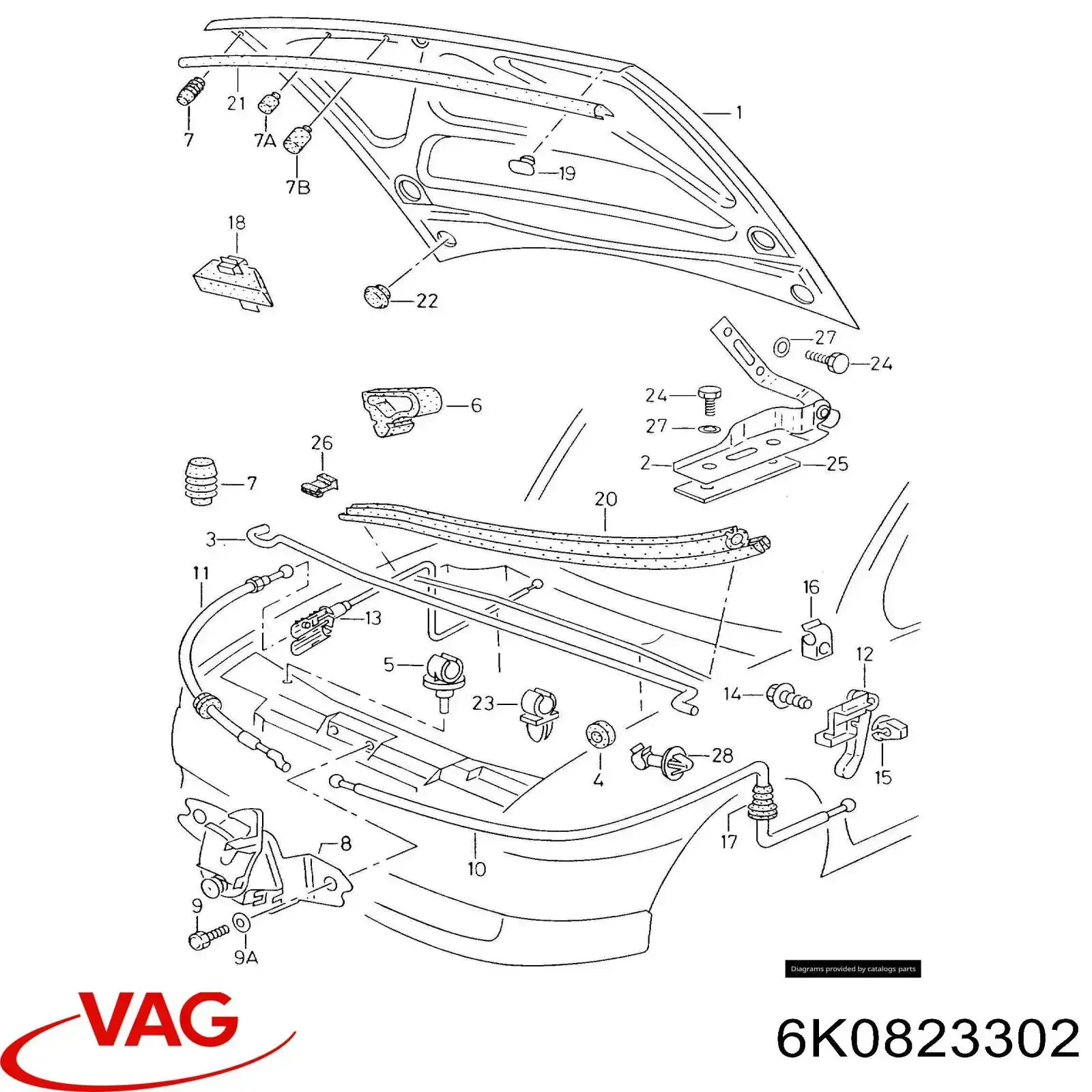 6K0823302 VAG Zawias maski prawy