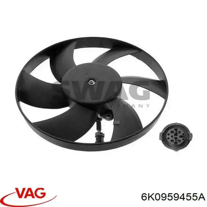 Do koszyka 6K0959455A VAG Wentylator elektryczny układu chłodzenia kompletny (silnik+wirnik)