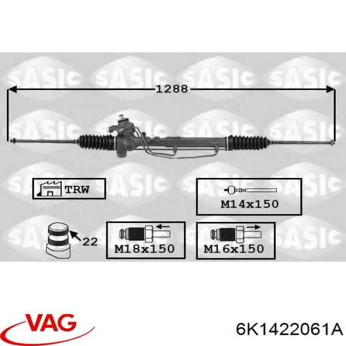 Listwa kierownicza (maglownica) VAG 6K1422061A cena, od 149,83 USD