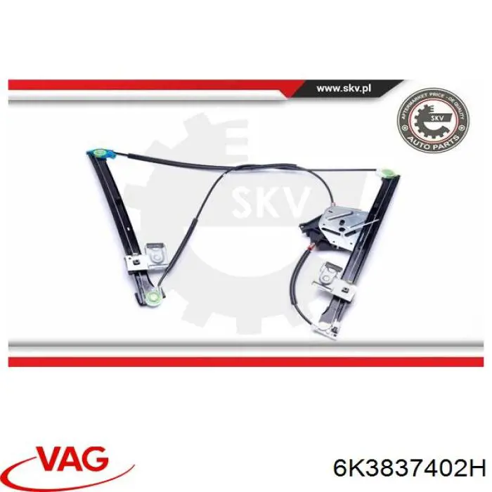 Do koszyka 6K3837402H VAG Mechanizm podnoszenia szyby drzwi przednich prawych