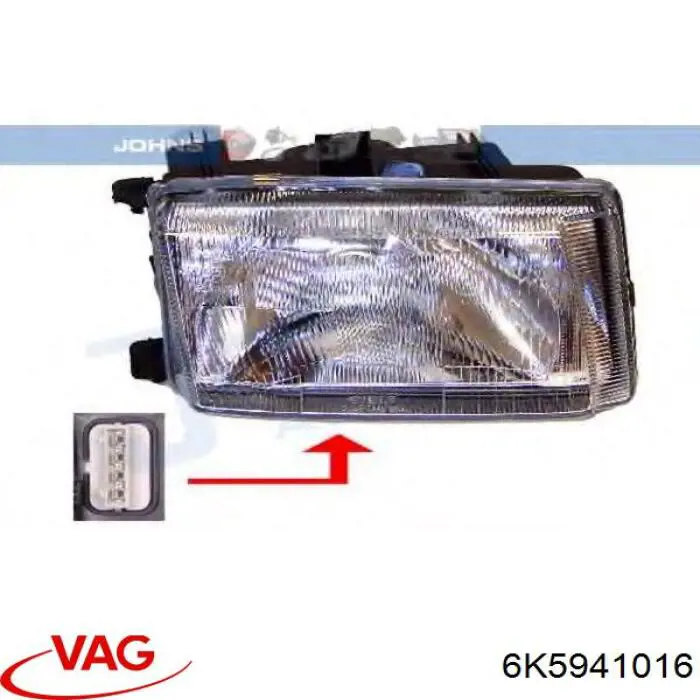 Do koszyka 6K5941016 VAG Reflektor prawy