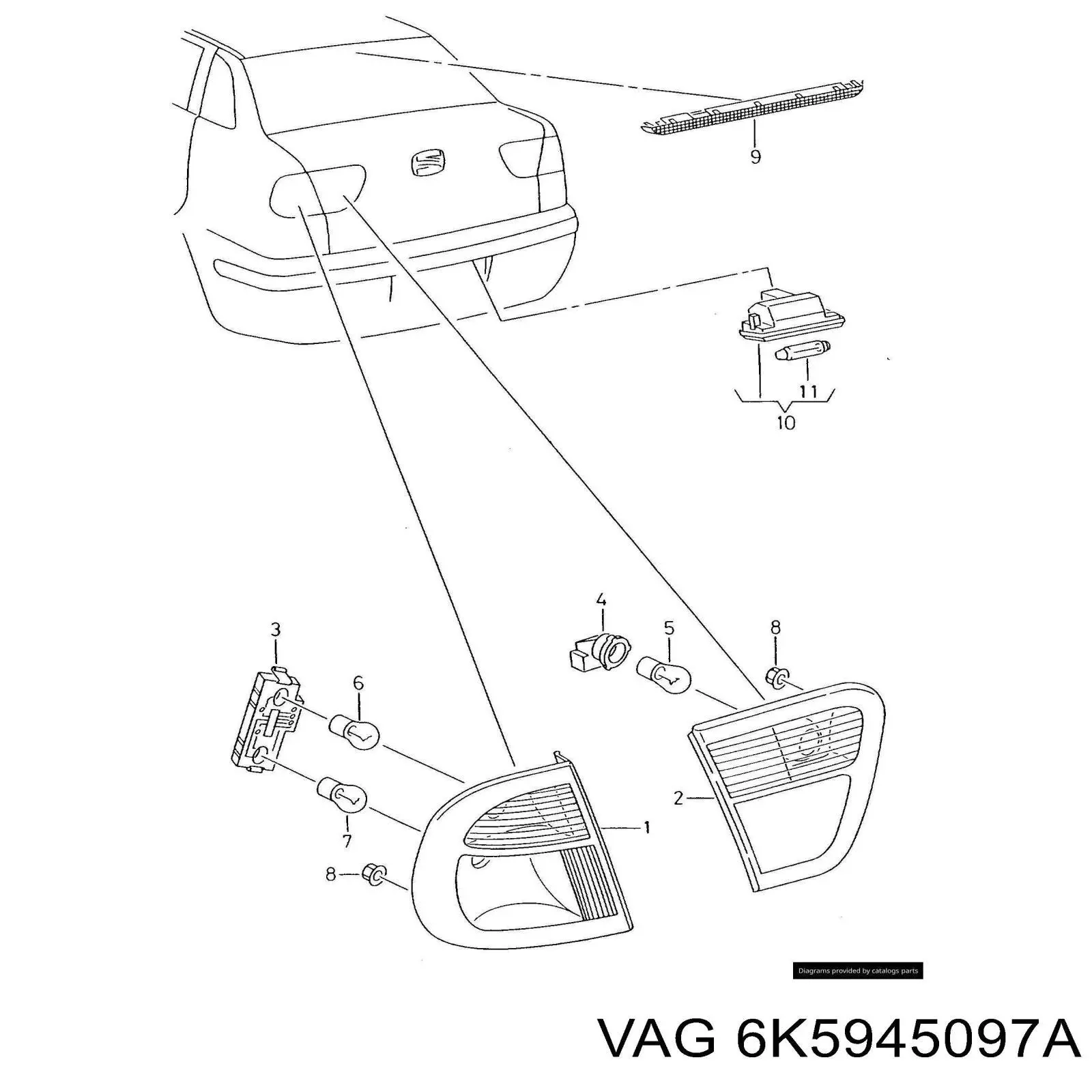 6K5945097A VAG Lampa stop tylna dodatkowa