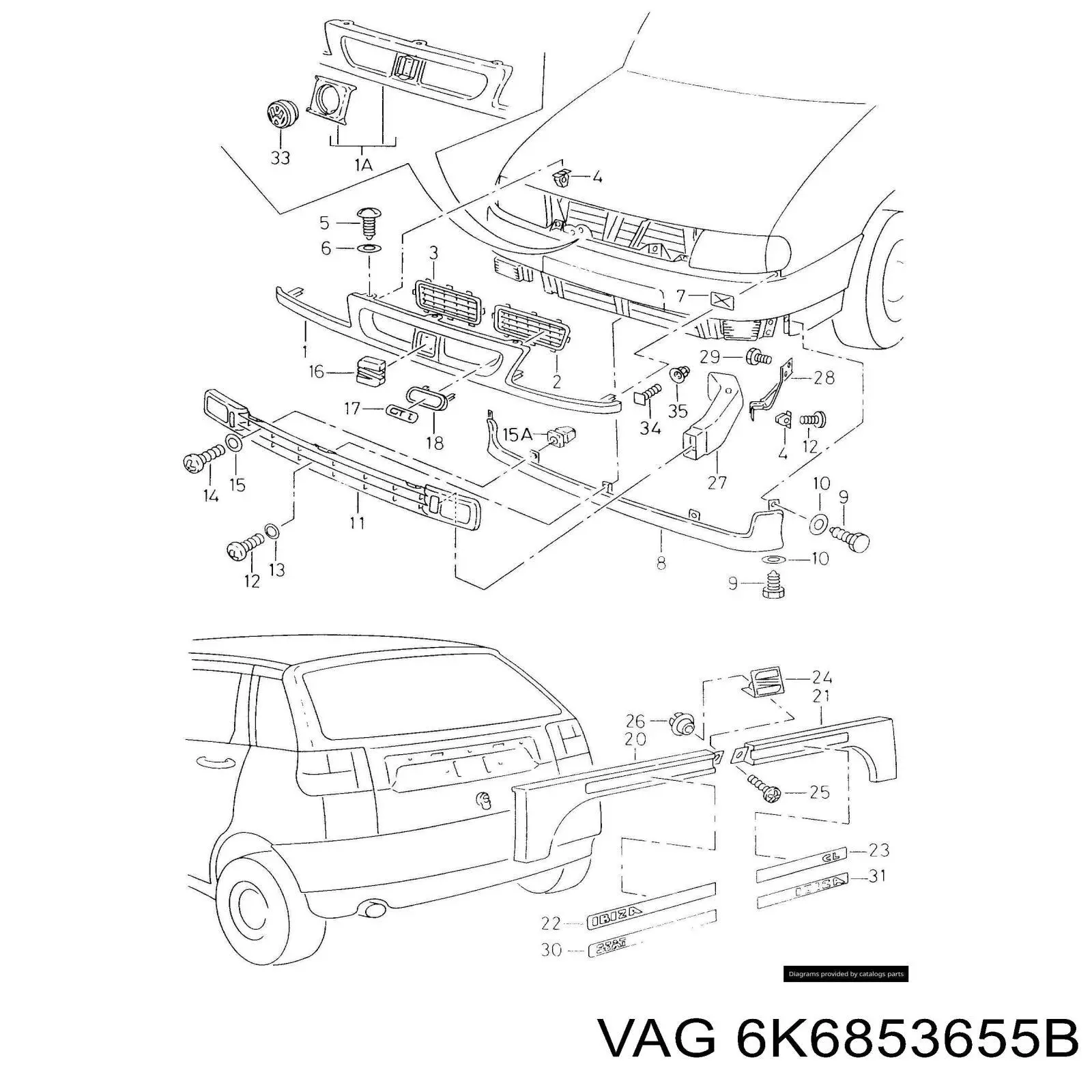 Do koszyka 6K6853655B VAG Atrapa chłodnicy