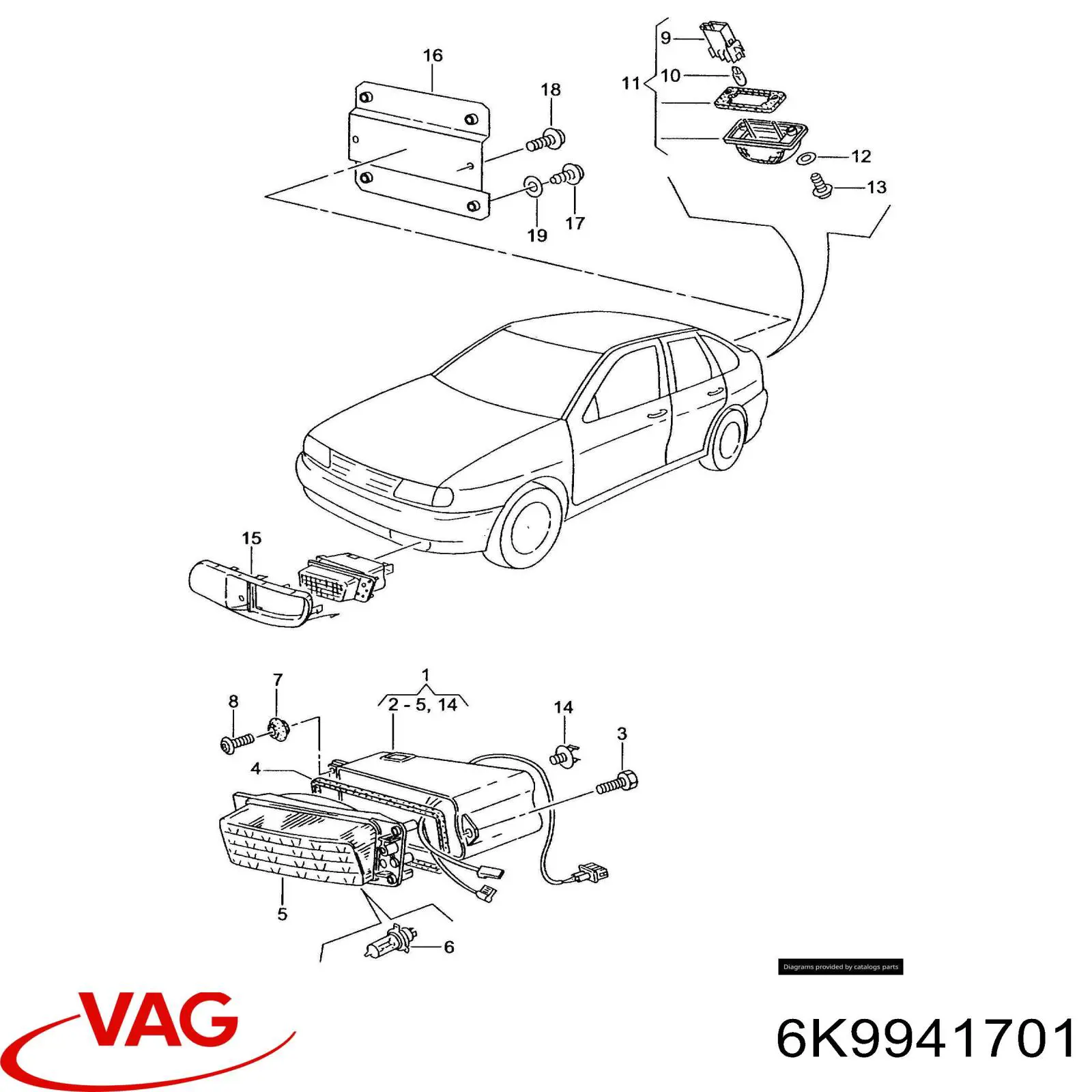 6K9941701 VAG Lampa przeciwmgielna lewa