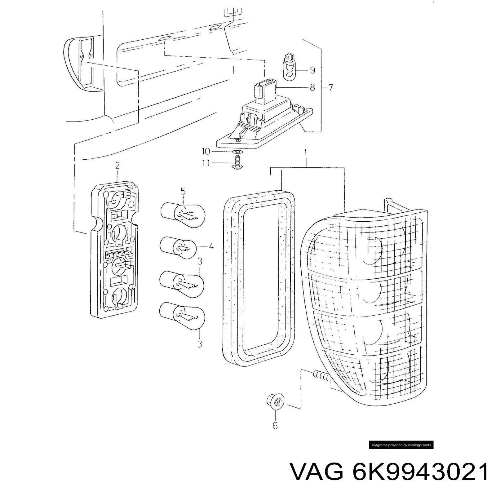 Lampa oświetlenia tylnej tablicy rejestracyjnej do Seat Inca  6K9