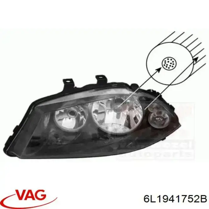 Reflektor prawy VAG 6L1941752B cena, od 104,45 USD