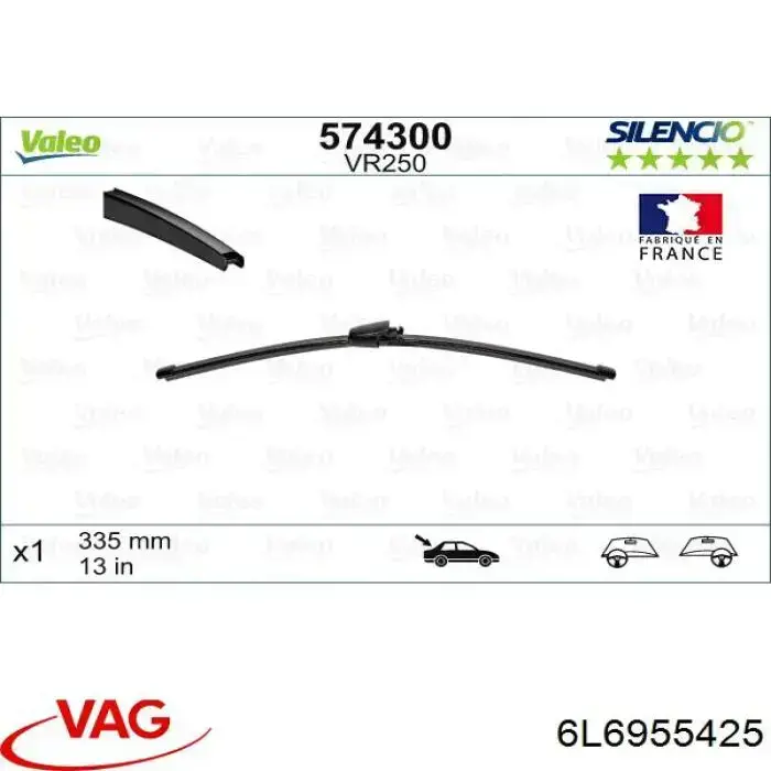 6L6955425 VAG Pióro wycieraczki szyby tylnej
