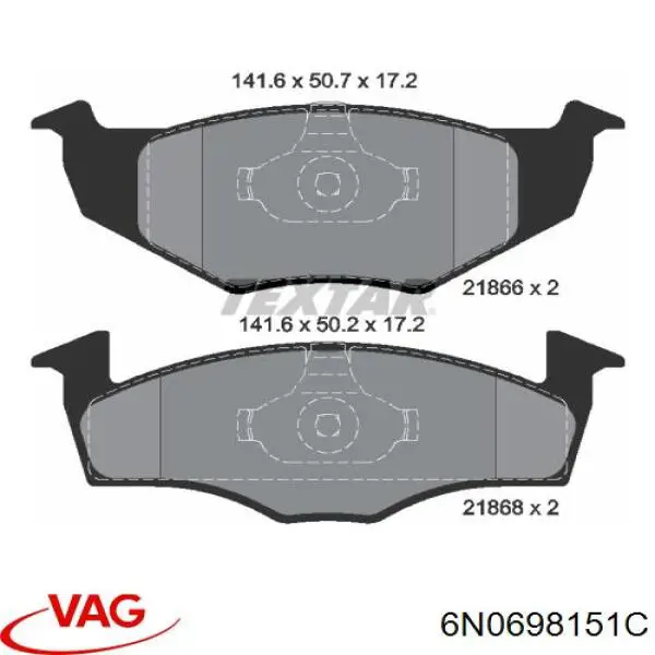 Klocki hamulcowe przednie tarczowe VAG 6N0698151C cena, od 23,18 USD