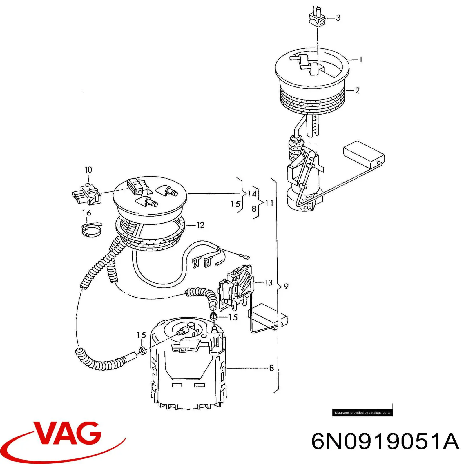 Czujnik poziomu paliwa w zbiorniku do Volkswagen Polo III 6N1