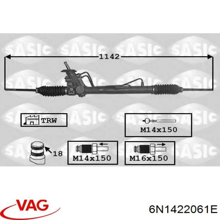 Listwa kierownicza (maglownica) VAG 6N1422061E cena, od 5,88 USD